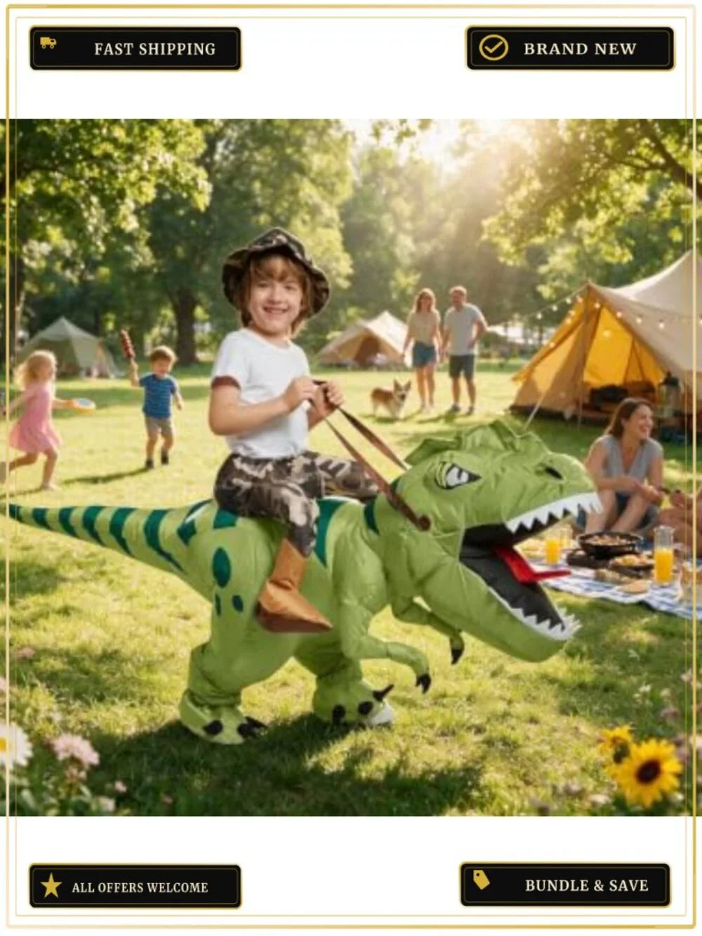 Inflatable Dinosaur Costume Kids Blow Up Halloween T Rex Suit